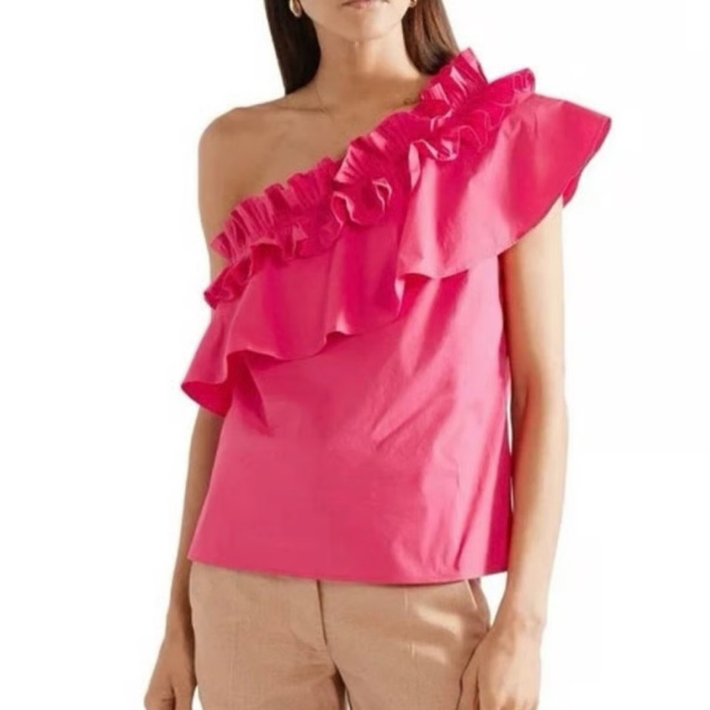 Saloni Esme One Shoulder Ruffled Stretch Top UK12 US8